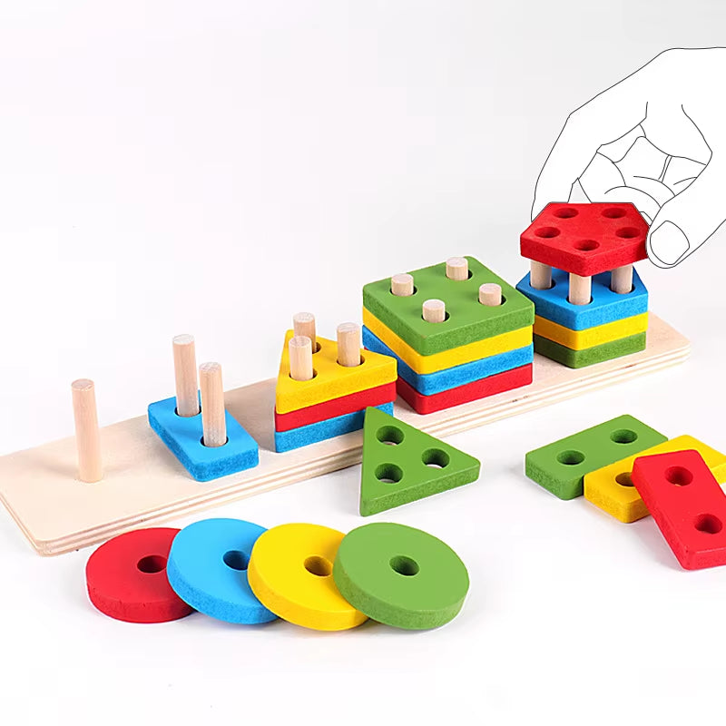 Montessori Early Education Geometric Shape Puzzle for Children'S Intelligence and Enlightenment Wooden Toys