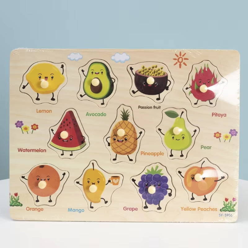 Montessori Baby Educational Toys for Children Baby Game Puzzle Board Jigsaw Child Puzzle Wooden Puzzles for Kids 2 3 Year