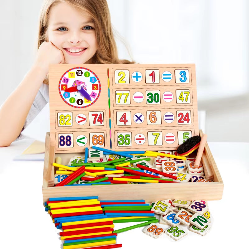 Maths Montessori Toy Learning Box, Number Game with Drawing, Wooden Board, Educational Toy for Children 4 5 6 Years Old