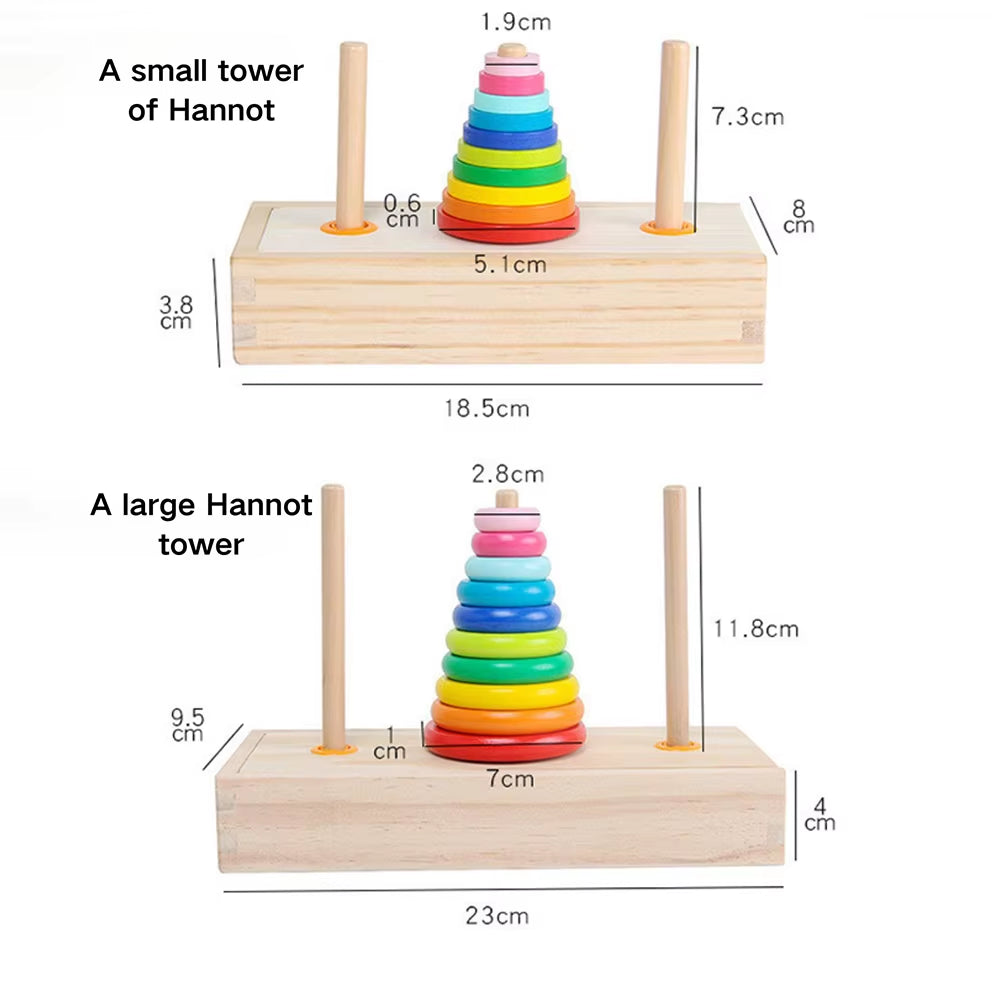 Wooden Stacked Toys Wooden Colorful Jigsaw Puzzles with Storage Box Montessori Stacking Toy Mathematics Teaching Aids