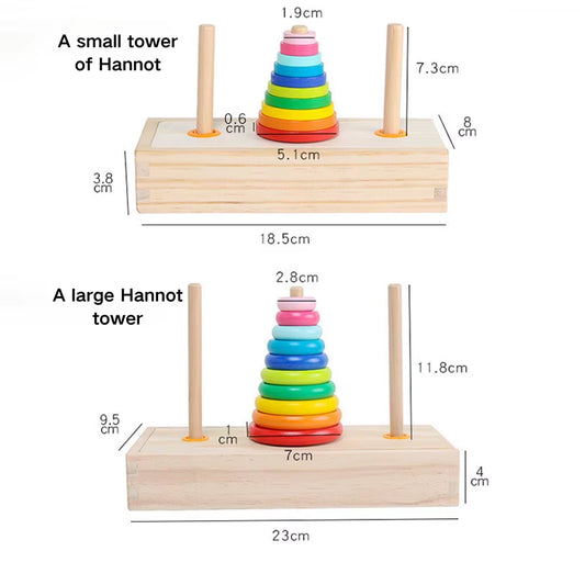 Wooden Stacked Toys Wooden Colorful Jigsaw Puzzles with Storage Box Montessori Stacking Toy Mathematics Teaching Aids