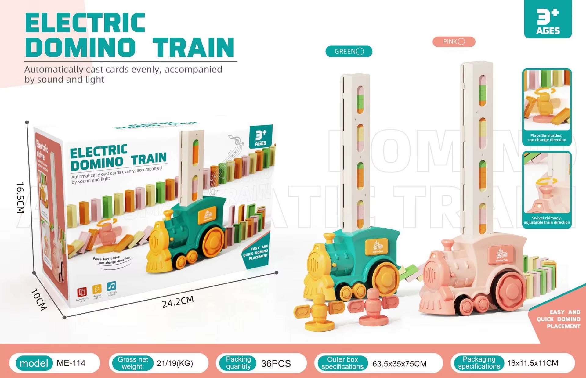 Domino Tokens Mexicain Kids Toys Electric Little Train Domino Building Block Toy Kids STEM Building Montessori Toys