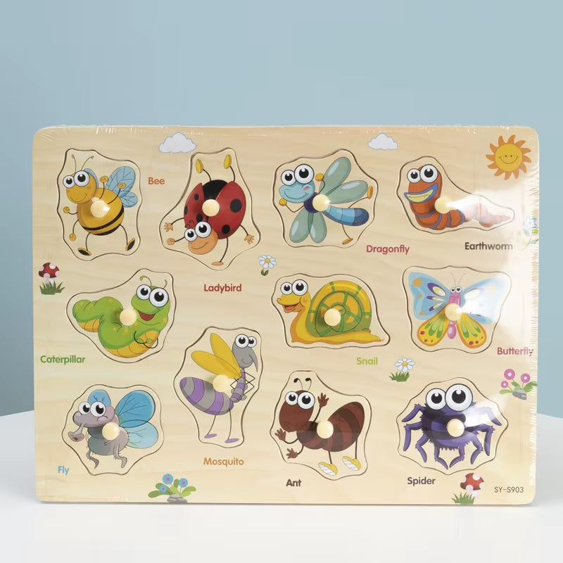 Montessori Baby Educational Toys for Children Baby Game Puzzle Board Jigsaw Child Puzzle Wooden Puzzles for Kids 2 3 Year