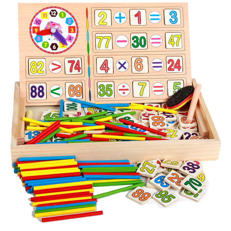 Maths Montessori Toy Learning Box, Number Game with Drawing, Wooden Board, Educational Toy for Children 4 5 6 Years Old