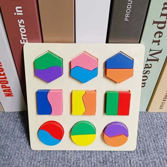 Children'S Geometric Puzzle Baby Cognitive Early Childhood Wooden Puzzle Matching Board Building Toys