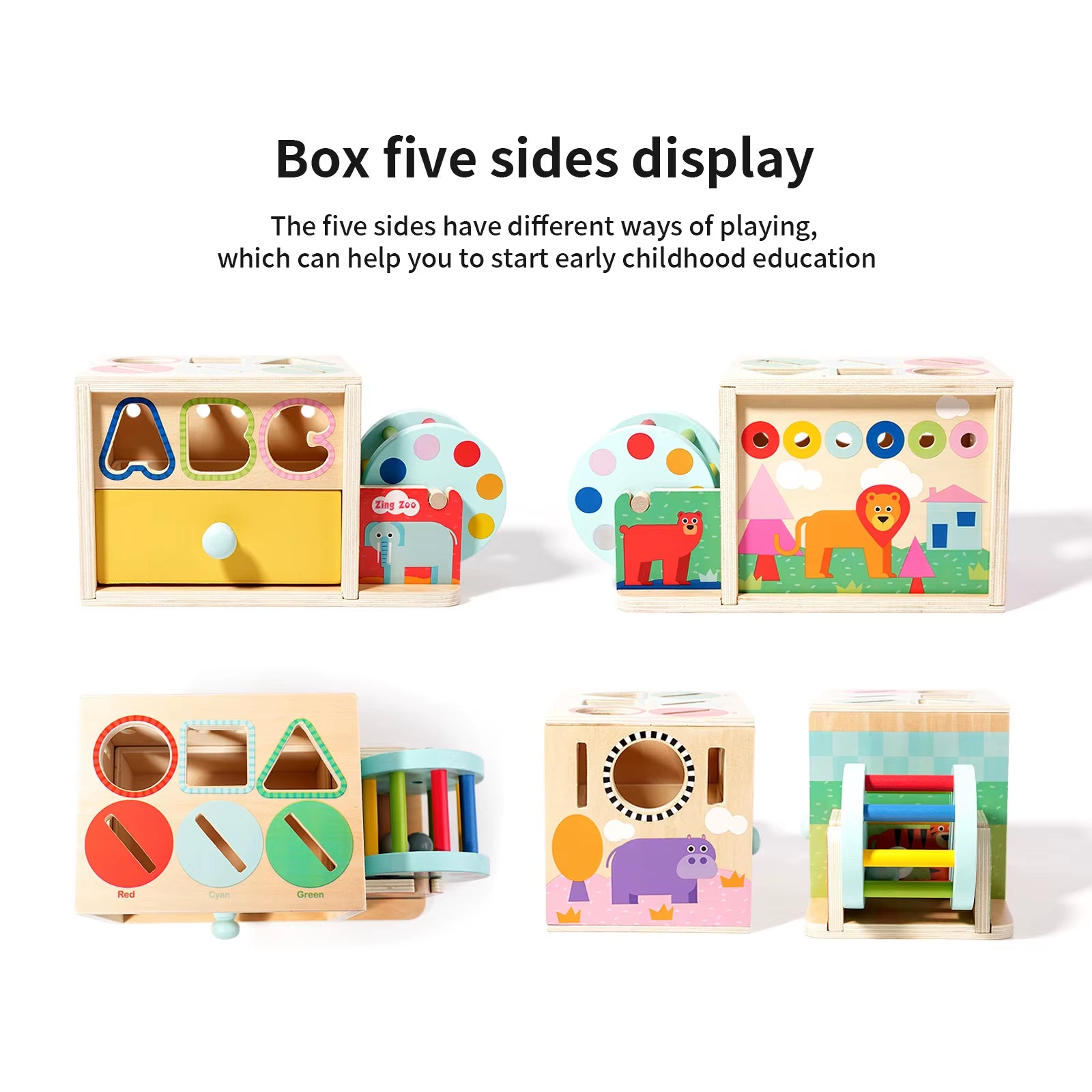Montessori Multi-Functional Wooden Coin Box Sensory Shape Matching Toy for Early Educational Learning