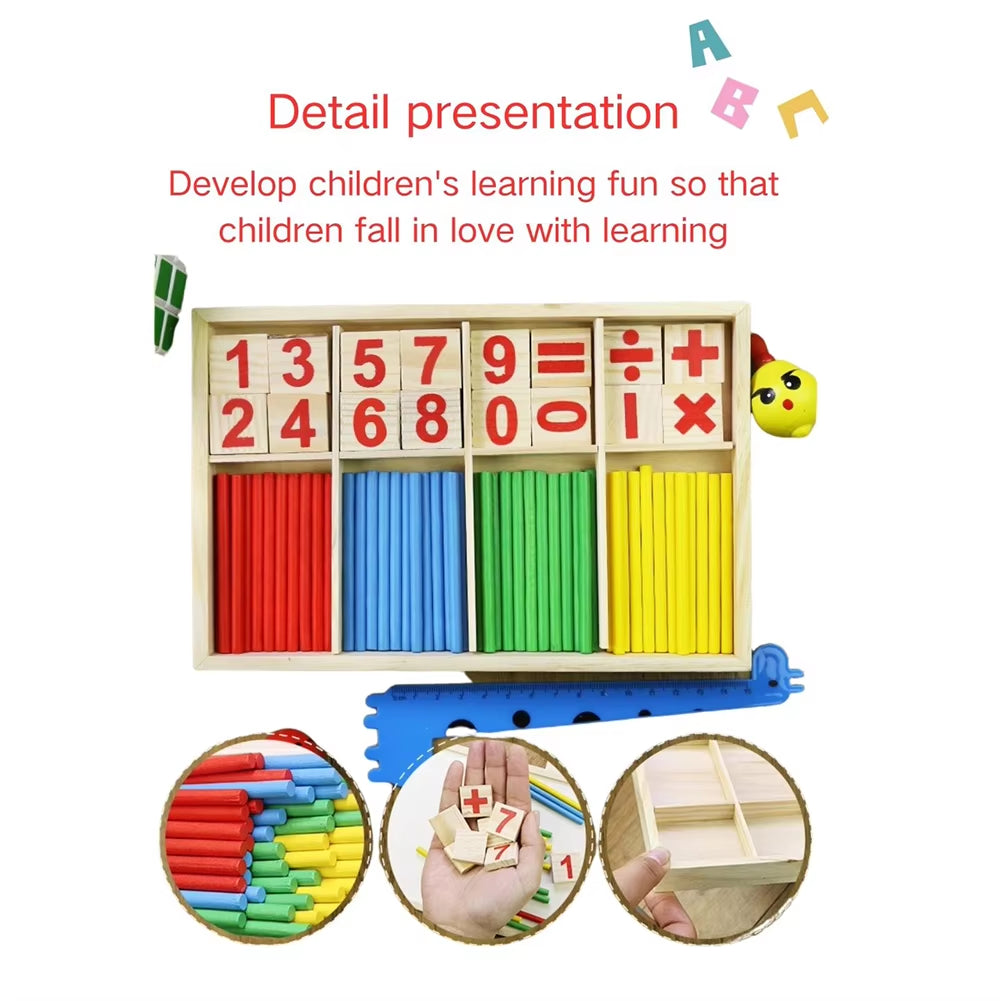 Wooden Toys Montessori Math Learning Toys Early Education Number Sticks Preschool Counting Tools Color Classification Math Toys