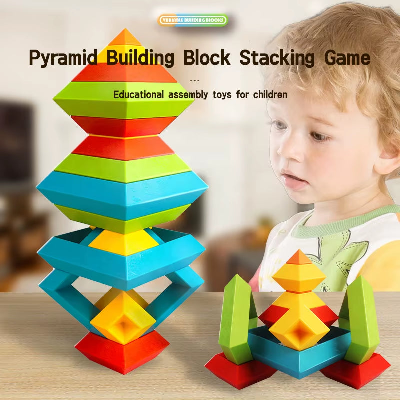 Triangular Tower Building Block Magic Tower Brain Training Puzzle Multi-Functional Granule Child Boys and Girls Assembling Toys
