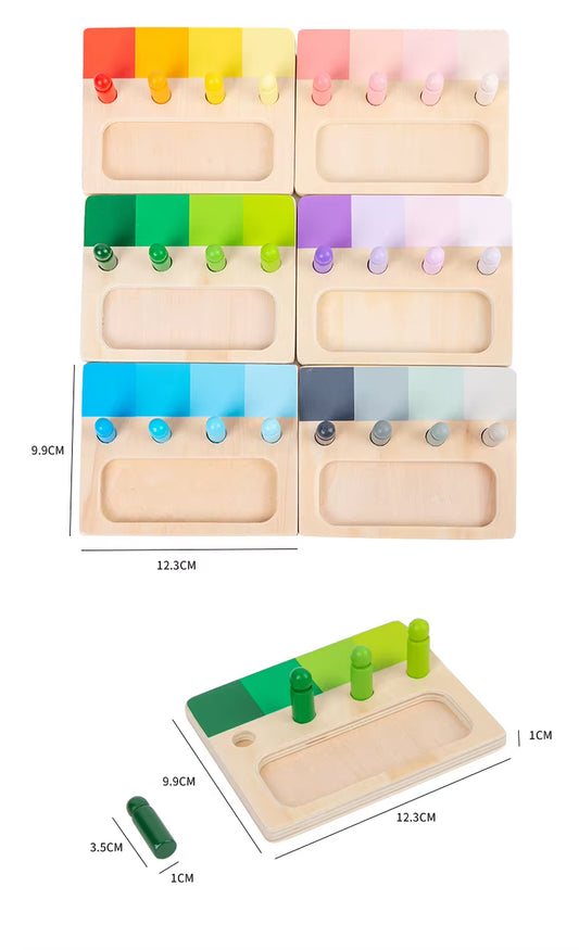 Montessori Wooden Color Sorting Toy Sensory Training Board for Kids, Early Learning Educational Puzzle Math Toy