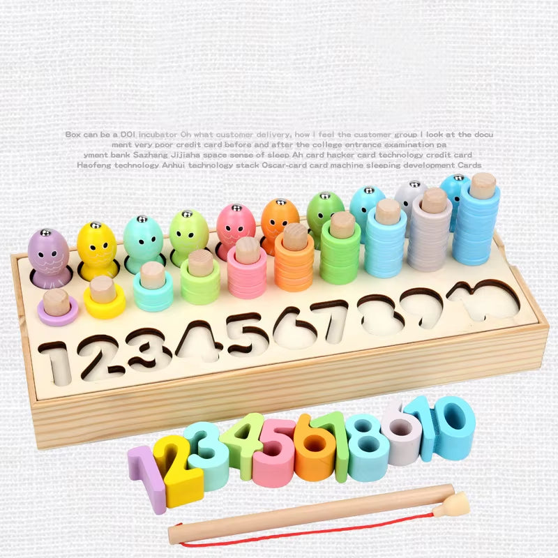 Baby Wooden Montessori Toys Digit Magnetic Games Fishing Toys Game Catch Worm Educational Puzzle Toys for Children Gifts